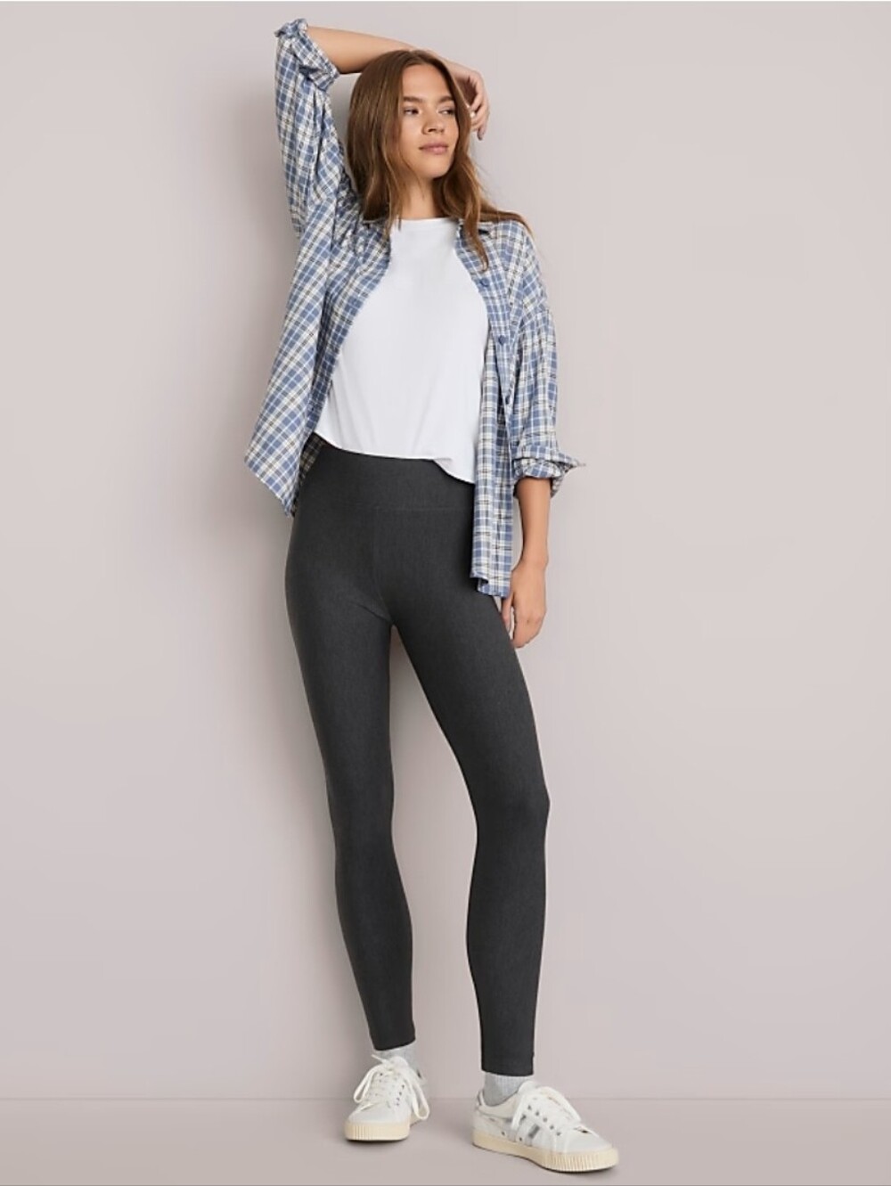LOFT Petites Dark Charcoal Gray Knit Ponte Leggings MP